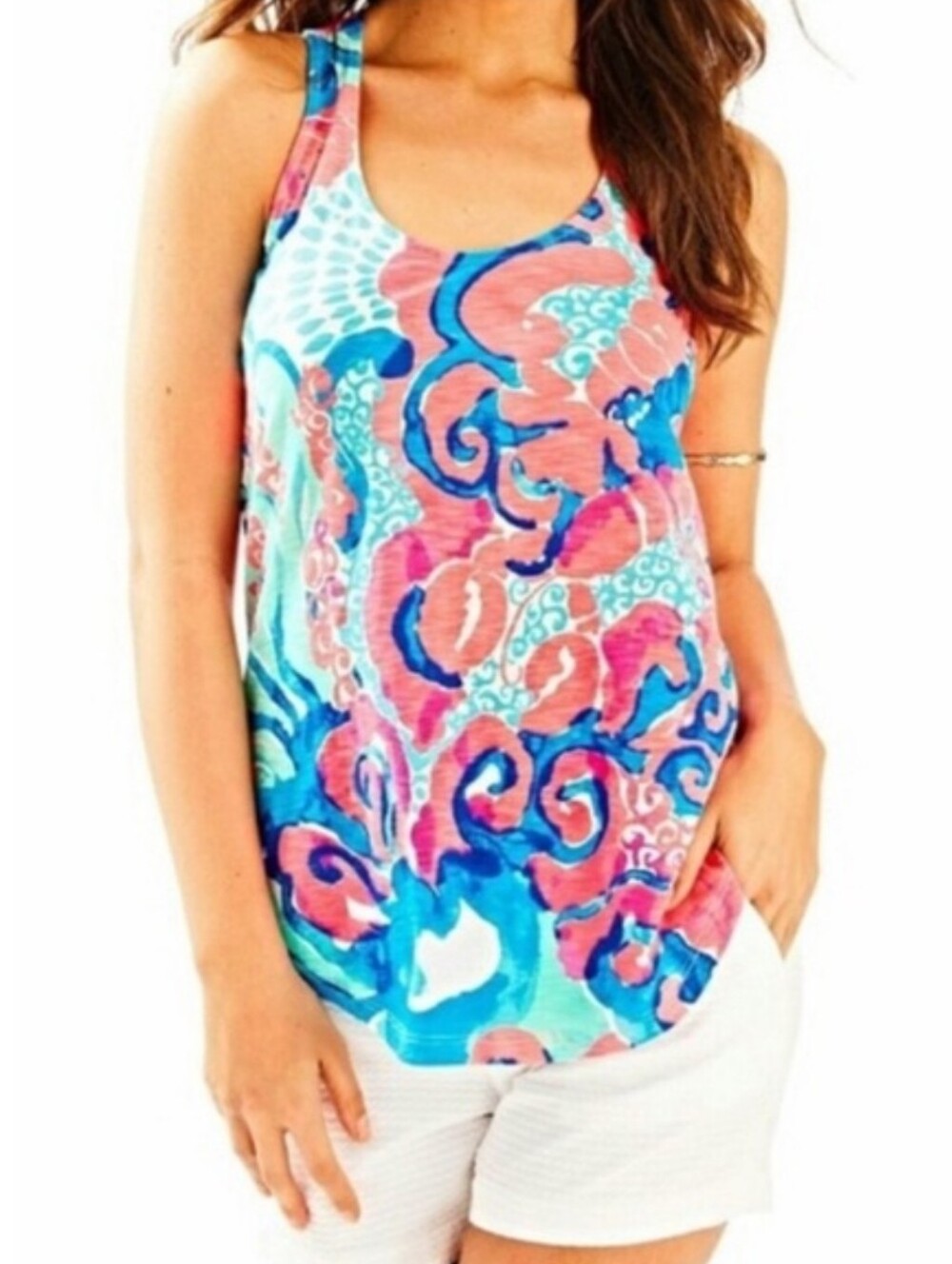 Lilly Pulitzer Cordelia Coral Reef Tank Top I’m So Jelly Print Tank
